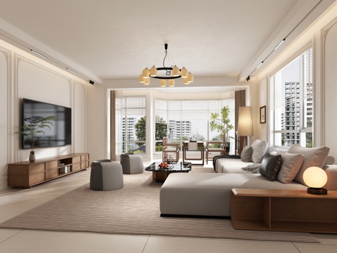  简欧客厅3d模型 