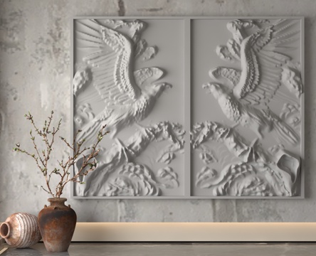  现代浮雕墙3d模型 