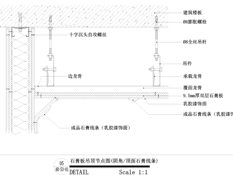 吊顶天花灯槽窗帘盒节点大样详图CAD施工图cad施工图