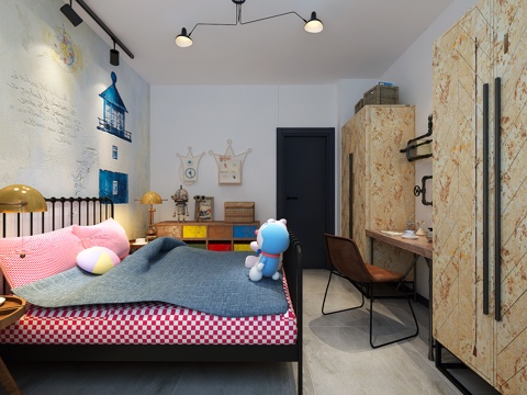  工业风 loft 卧室 儿童房3d模型 