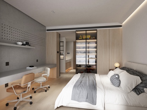  现代男孩房3d模型 