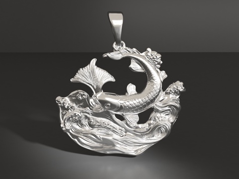  鲤鱼吊坠3d模型 