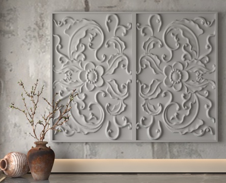  现代浮雕墙3d模型 