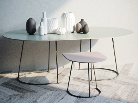  北欧桌椅摆件组合3d模型 