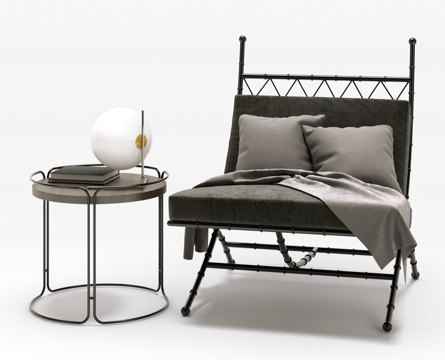  现代单人沙发边几组合3d模型 