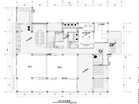 二层社区党群服务中心展厅室内工装CAD施工图cad施工图