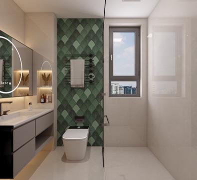  现代卫生间 浴室柜 马桶 淋浴房 花洒3d模型 