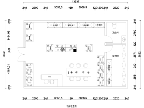花店平面布置图CAD施工图cad施工图