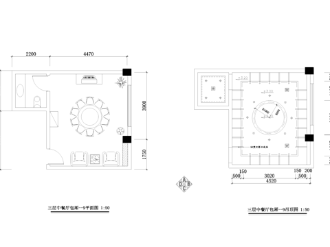 中餐厅包厢室内工装CAD施工图cad施工图