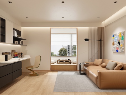  现代书房3d模型 