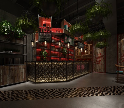  工业风餐厅 装饰柜3d模型 