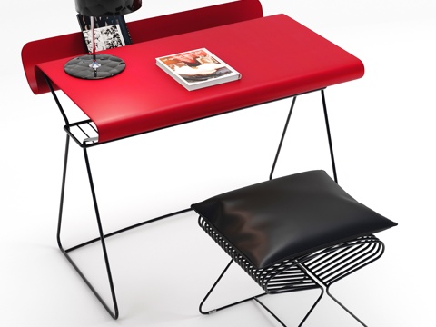  现代书桌椅子台灯组合3d模型 