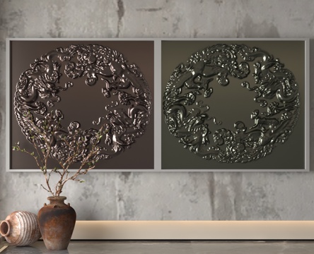  现代浮雕墙3d模型 