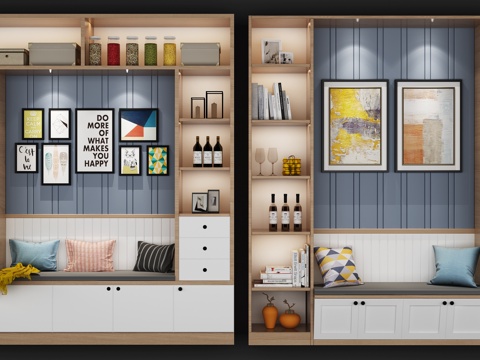  现代北欧卡座组合 橱柜 摆件3d模型 