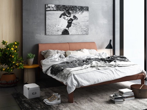  现代床具组合 装饰边柜3d模型 