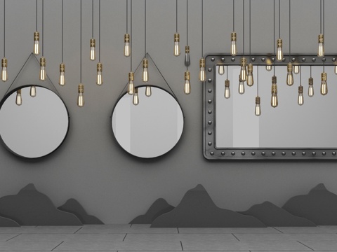  loft个性化卫浴镜子3d模型 