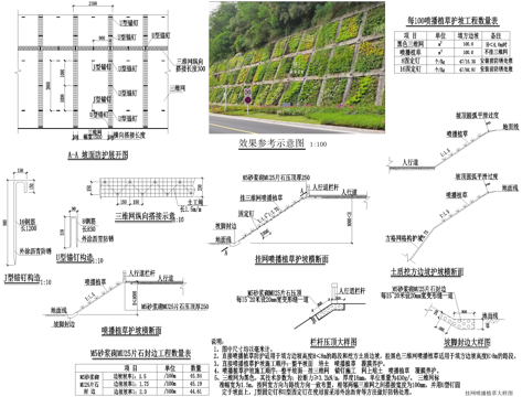 挂网喷播植草护坡大样CAD施工图cad施工图