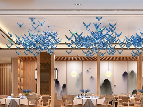  新中式餐厅模型3d模型 