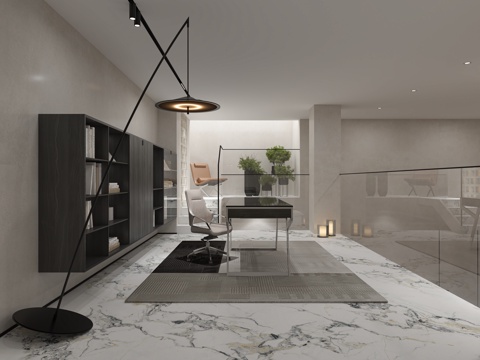  现代意式书房办公室3d模型 