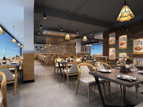  现代风格餐厅3d模型 