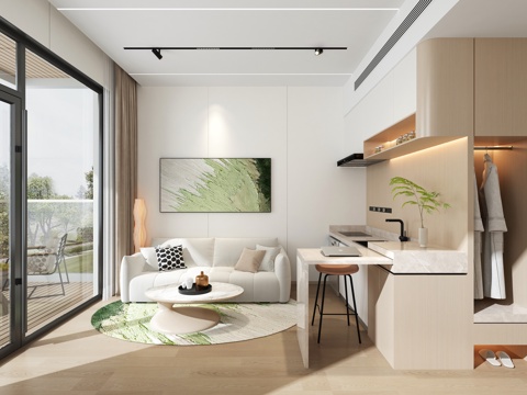  民宿客厅3d模型 