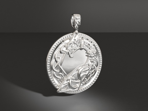  龙图案吊坠3d模型 