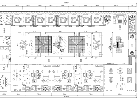 1000平茶楼 茶馆  最新平面施工图合集cad施工图
