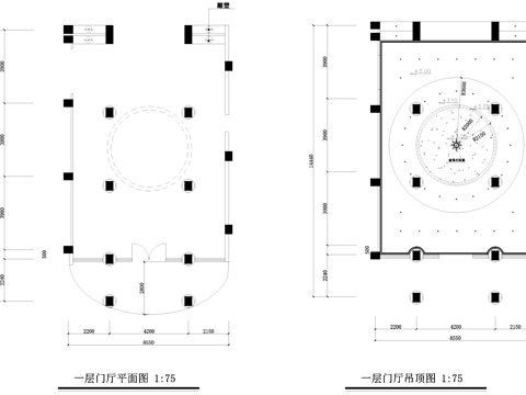 入口大厅门厅室内工装CAD施工图cad施工图