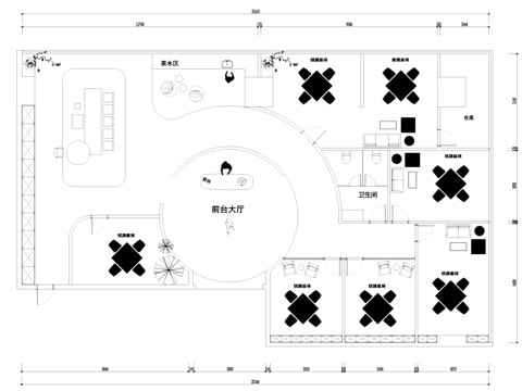 棋牌室麻将房包间室内工装平面图CAD施工图cad施工图