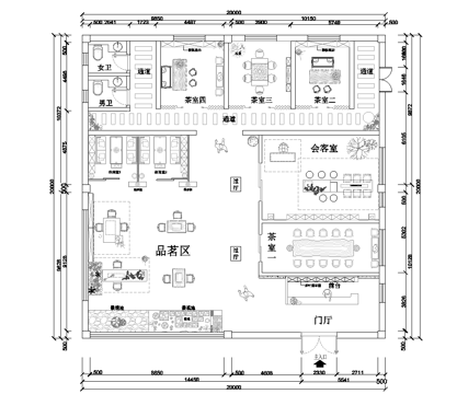 800平茶楼 茶馆  最新平面施工图合集cad施工图