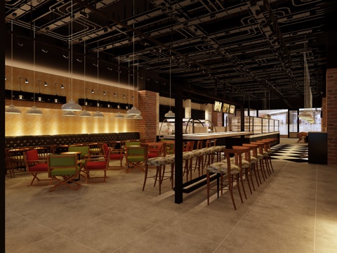  工业风烘培坊3d模型 