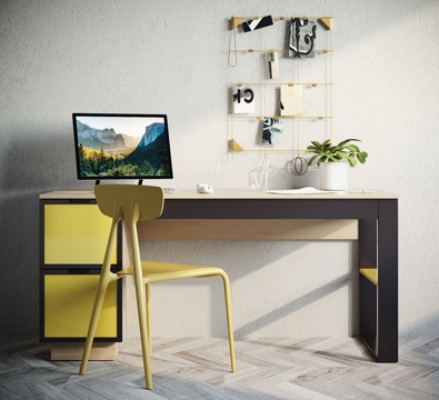  现代电脑桌书桌椅子组合3d模型 