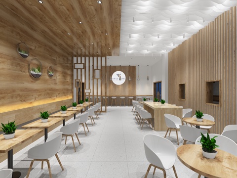  日式风格餐厅 餐桌椅3d模型 