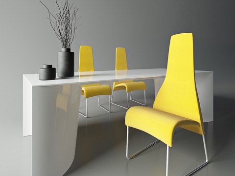  现代书桌椅组合3d模型 