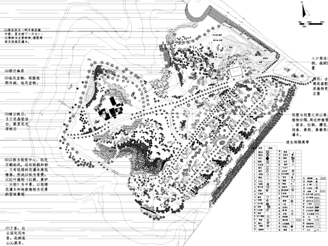 水库风景区景观植物配置平面图CAD施工图cad施工图