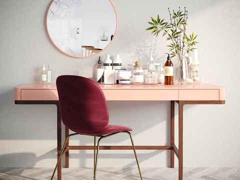  现代简约北欧梳妆台 摆件组合3d模型 