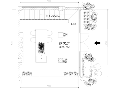花店平面布置图CAD施工图cad施工图