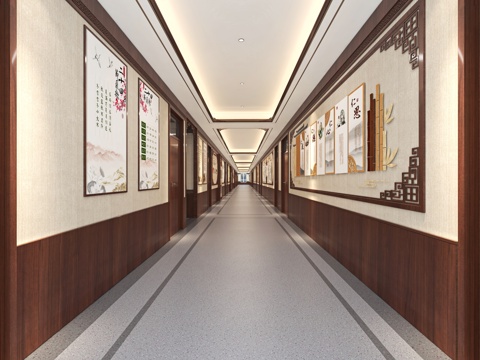 医院中式过道免费3d模型