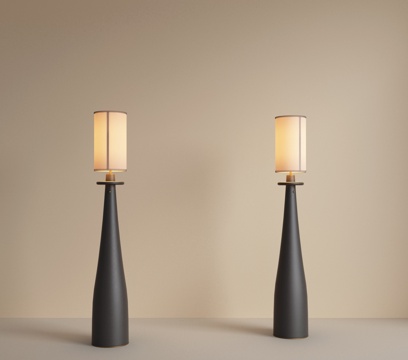 现代复古落地灯 客厅落地灯 艺术落地灯 书房落地灯su模型