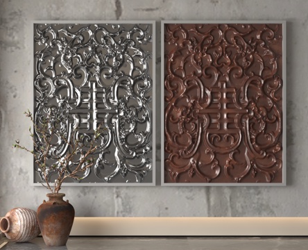  现代浮雕墙3d模型 