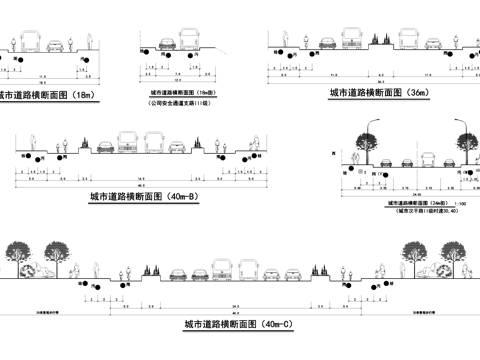 城市标准道路断面图CAD施工图cad施工图