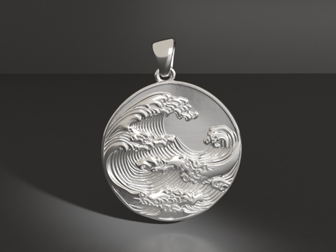  浪花吊坠3d模型 