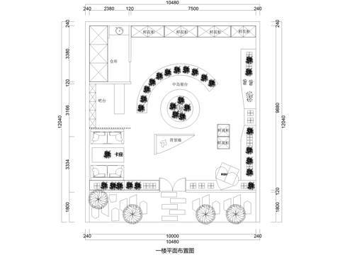 花店平面布置图CADcad施工图