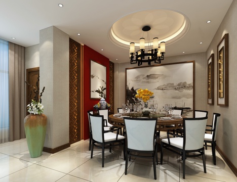  中式包厢 椅子挂画3d模型 