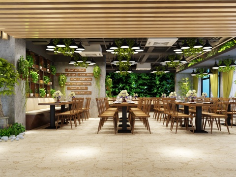  现代时尚餐厅3d模型 