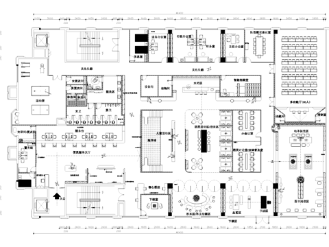 社区党群服务中心室内工装平面图cad施工图