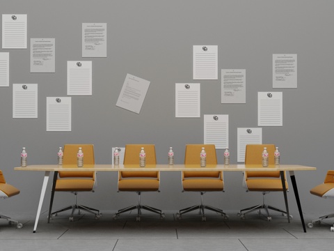  现代办公桌椅组合3d模型 