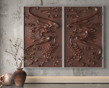  现代浮雕墙3d模型 