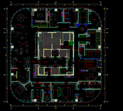 1000方大平层平面设计cad施工图