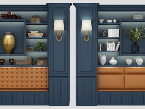  美式简约卡座组合3d模型 